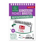 Fiche bristol 14, 8 x 21 cm perfores blanches - petits carreaux exacompta - le bloc de 40 fiches