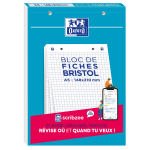 Fiche bristol a5 perfore blanche - petite carreaux oxford - le bloc de 30 fiches