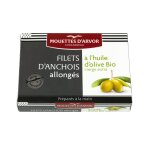 Filets d'anchois allongs  l'huile d'olive extra bio les mouettes d'arvor - la bote de 36g