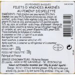 Filets d'anchois au piment d'espelette pecheries basques - la barquette de 118 g net goutt