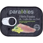 Filets de truite fums  l'huile paralleles - la boite de 73, 5g net goutt
