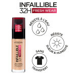 Fond de teint liquide teinte cuivre (340) 32h infaillible l'oreal paris - le flacon de 30ml