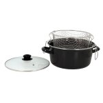 Friteuse 26cm acier tous feux avec couvercle et panier sans marque - la friteuse et son panier Friteuse 26cm acier tous feux avec couvercle et panier sans marque - la friteuse et son panier