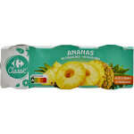 Fruits au sirop ananas en tranches carrefour classic - poids net : 660g (3x220g) poids net goutt : ...