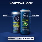 Gel douche homme corps cheveux menthe fraîcheur 3 en 1 energy nivea - le flacon de 500ml Gel douche homme corps cheveux menthe fraîcheur 3 en 1 energy nivea - le flacon de 500ml