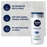 Gel douche homme corps visage cheveux peau sensible sensitive 3 en 1 nivea - le flacon de 250ml