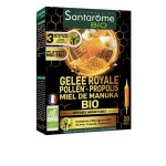 Gele royale pollen propolis miel manuka bio santarome - la boite de 20 ampoules
