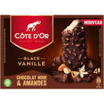 Glace b�tonnet vanille chocolat noir et amandes cote d'or - la bo�te de 4 b�tonnets