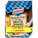 Gnocchi  poler extra ricotta et epinard lustucru selection - le lot de 3 paquets de 280g