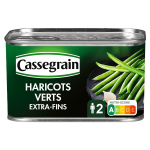 Haricots verts extra - fins cueillis main cassegrain - la boîte de 220g Haricots verts extra - fins cueillis main cassegrain - la boîte de 220g