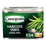 Haricots verts extra - fins cueillis main cassegrain - la boîte de 390g Haricots verts extra - fins cueillis main cassegrain - la boîte de 390g