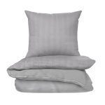 Parure de lit 240x220 cm gris clair 100% coton housse de couette + 2 taies d'oreiller 65x65 cm tex home ...