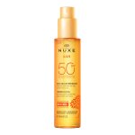 Huile solaire visage et corps spf 50 + bronzante rsiste  l'eau non comdogne nuxe - le flacon de 150ml ...
