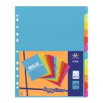 Intercalaire a4 - en plastique - fluo - 12 positions viquel - le lot de 12 intercalaires