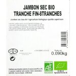 Jambon bio sec - la barquette de 8 tranches - 90g