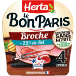 Jambon  la broche sel rduit conservation sans nitrite le bon paris herta - la barquette de 140g