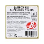 Jambon sec suprieur 9 mois label rouge montagne noire - la barquette de 6 tranches - 100g