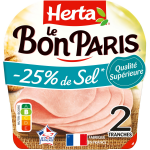 Jambon sel r�duit le bon paris herta - la barquette de 2 tranches - 70g