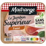 Jambon suprieur fum en tranches madrange - la barquette de 4 tranches - 160g