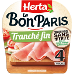 Jambon tranch fin conservation sans nitrite le bon paris herta - la barquette de 4 tranches - 120g