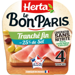 Jambon tranch fin sel rduit conservation sans nitrite le bon paris herta - la barquette de 120g