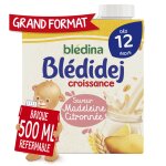 Crales bb ds 12 mois saveur madeleine citronne bldidej bledina - la brique de 500ml