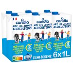 Lait demi - �cr�m� jeunes agriculteurs candia - le pack de 6 bouteilles de 1l
