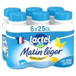 Lait demi �cr�m� sans lactose matin leger lactel - le pack de 6 bouteilles de 25cl