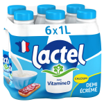 Lait demi - ecr�m� uht vitamine d lactel - le pack de 6 bouteilles de 1l