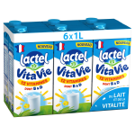 Lait vitamin 1, 0% mg vita'vie lactel - le pack de 6 briques d'1l