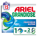 Lessive capsules fraîcheur alpine ariel - la boite de 15 capsules Lessive capsules fraîcheur alpine ariel - la boite de 15 capsules