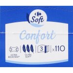 Mouchoirs confort 3 epaisseurs ultra doux fsc carrefour soft - les 3 boites de 110