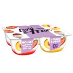 Mousse fromage blanc sur lit de fruit fraise et pche allg 0% mg light&free - les 4 pots de 115g