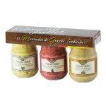 Moutardes de dijon assortiment au basilic, cassis & aux noix edmond fallot - le lot de 3 pots de 100g ...