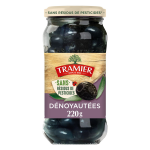 Olives noires À la grecque dénoyautées tramier - le bocal de 220g Olives noires À la grecque dénoyautées tramier - le bocal de 220g
