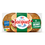 Pain sp�cial burgers g�ant 3 graines jacquet - le paquet de 4 burgers