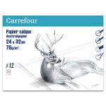 Papier calque 24 x 32 cm - x12 - 70g / m carrefour - la pochette de 12 feuilles