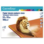 Papier  dessin 160g vives 24x32cm x12 carrefour - la pochette de feuilles