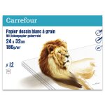 Papier  dessin 180g blanc 24x32cm x12 carrefour - la pochette de feuilles