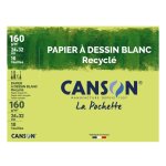 Papier  dessin blanc recycl 24x32cm 160g / m 10 feuilles canson - la pochette de 10 feuilles