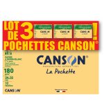 Papier  dessin c  grain 12f 24x32 180g x3 canson - le lot de 3 pochettes