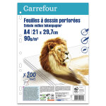 Papier � dessin 90g 210x297 mm x200 carrefour - le lot de 200 feuilles simples