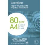 Papier d'impression carrefour - la caisse de 5 ramettes de 500 feuilles Papier d'impression carrefour - la caisse de 5 ramettes de 500 feuilles