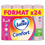 Papier toilette tube jetable aqua tube confort rose lotus - les 24 rouleaux
