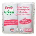 Papier toilette moelleux recycl� hypoallerg�nique ecolabel sans lotion colorant et parfum love & green ...
