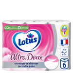 Papier toilette ultra doux tube jetable aqua tube blanc fsc lotus - le paquet de 6 rouleaux