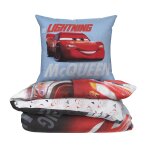 Parure de lit 140x200 cm imprime gris 100% coton housse de couette + 1 taie d'oreiller 65x65 cm cars ...