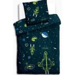 Parure de lit 140x200 cm imprime bleu 100% coton housse de couette + 1 taie d'oreiller 65x65 cm junior ...
