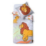 Parure de lit 140x200cm imprime gris 100% coton housse de couette + 1 taie d'oreiller 65x65 cm roi lion ...