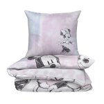 Parure de lit 140x200cm rose clair 100% coton avec housse de couette + 1 taie d'oreiller 65x65cm mickey ...